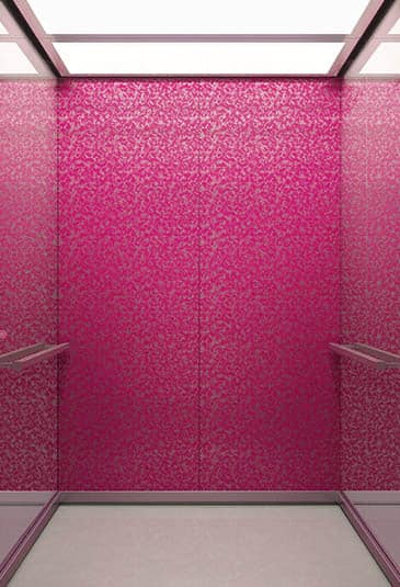 KONE S MiniSpace ™ elevator with Industrial Chic style pink interior 